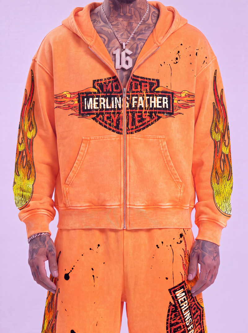 Merlin MOTO On Fire Hoodie Orange